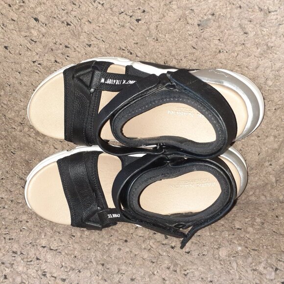 MARK NASON LOS ANGELES-Black/White/Beige/Silver Sport Sandals-Sz 7.5-Excellent - Picture 6 of 8